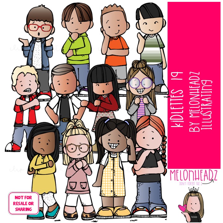 Kidlettes clip art 19, Kids clip art COLORED Version