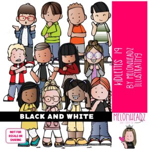 Kidlettes clip art 19, Kids clip art BLACK AND WHITE