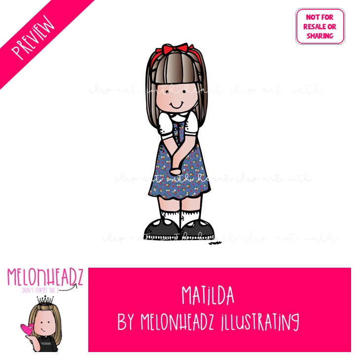Matilda clip art, literature, book companion COLORED Version - Image 2