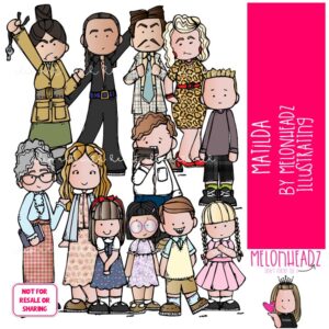 Matilda clip art, literature, book companion COLORED Version