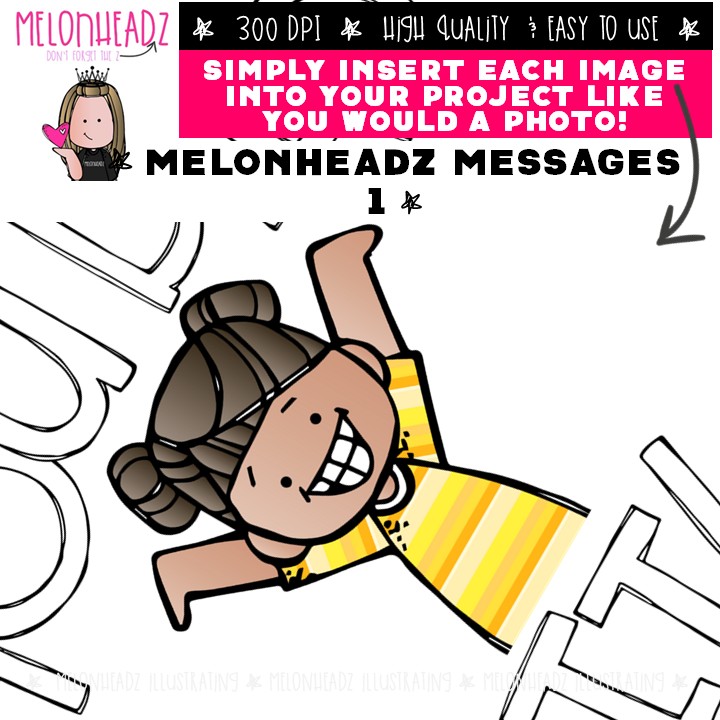 Melonheadz Messages 1 clip art, affirmations COMBO PACK - Image 3