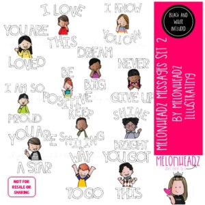 Melonheadz Messages 2 clip art, affirmations COMBO PACK