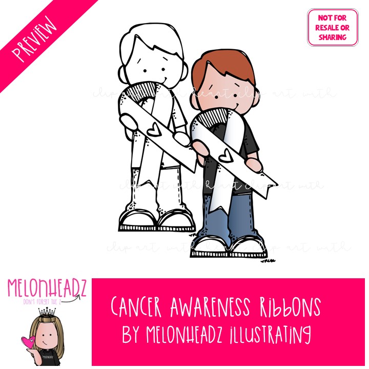 Cancer Awareness Ribbon clip art, kid COMBO PACK - Image 2