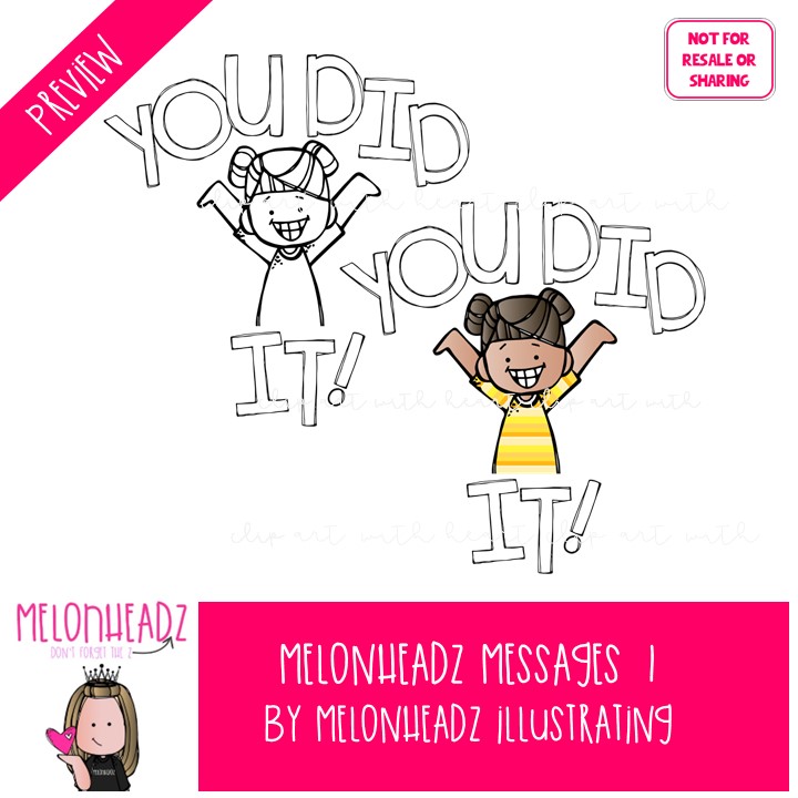 Melonheadz Messages 1 clip art, affirmations COMBO PACK - Image 2