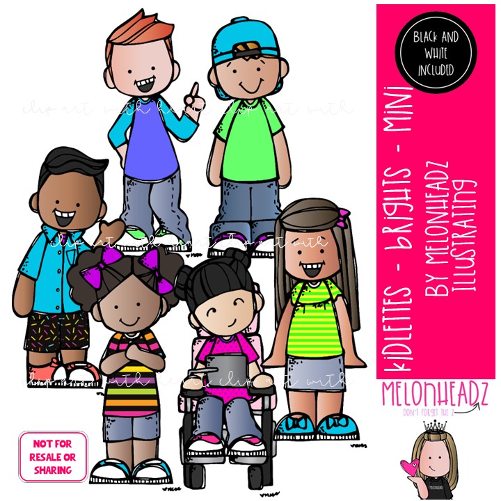 Kidlettes clip art, Brights, kids MINI