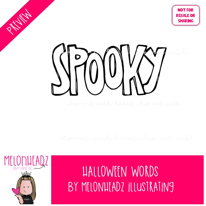 Halloween Words clip art, arrow, page break BLACK AND WHITE - Image 2