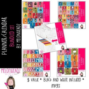 Planner / Calendar, Digital Stickers, Printables, Backgrounds BUNDLED SET