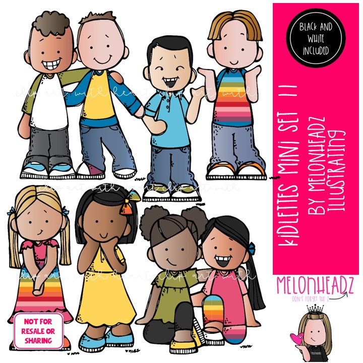Kidlettes 11 clip art, diverse kids Mini