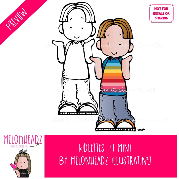 Kidlettes 11 clip art, diverse kids Mini - Image 2