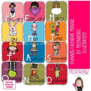 Planner / Calendar, Digital Stickers, Printables, Months of the Year