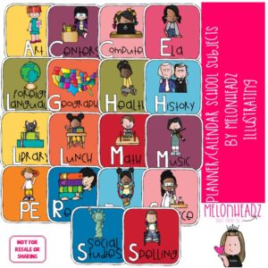 Planner / Calendar, Digital Stickers, Printables, School Subjects