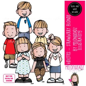 Kidlettes clip art, Strawberry Blonde hair MINI
