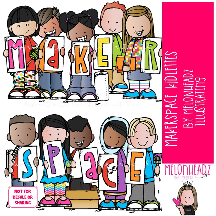 Maker Space Kidlettes clip art COLORED Version