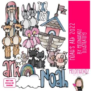 Noah's Ark clip art 2022, Bible COLORED Version