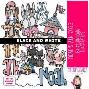 Noah's Ark clip art 2022, Bible BLACK AND WHITE