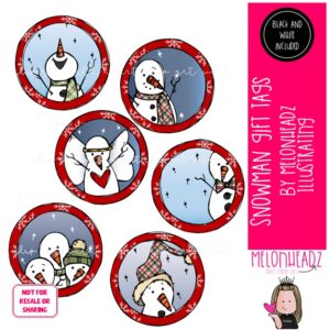 Snowman Gift Tags clip art, Printable, Christmas clip art, Winter clip art Mini