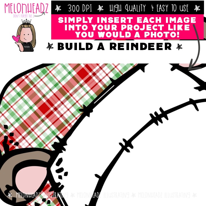 Build A Reindeer clip art, Christmas clip art COLORED Version - Image 3