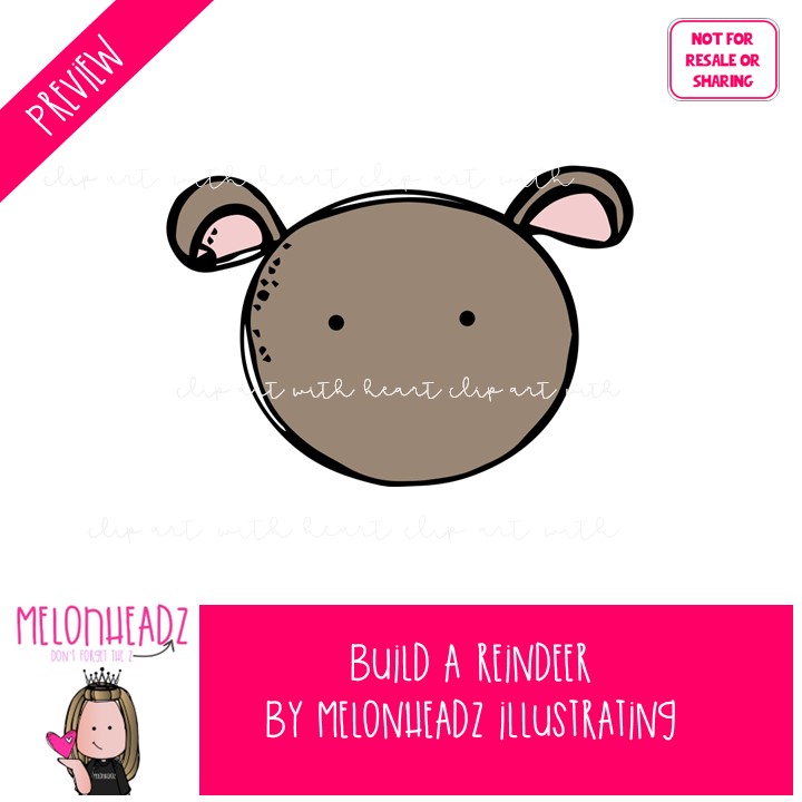 Build A Reindeer clip art, Christmas clip art COLORED Version - Image 2