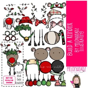 Build A Reindeer clip art, Christmas clip art COLORED Version