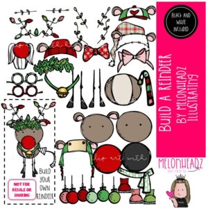 Build a Reindeer clip art, Christmas COMBO PACK