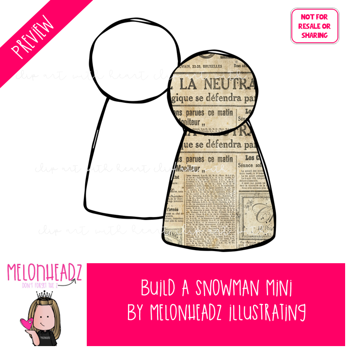 Build a Snowman clip art, winter, sequence, site exclusive Mini - Image 2