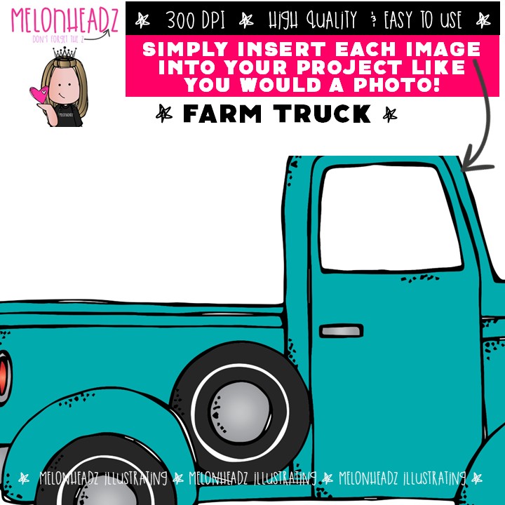 Farm Truck clip art, side view, mix and match Single Image - Image 3