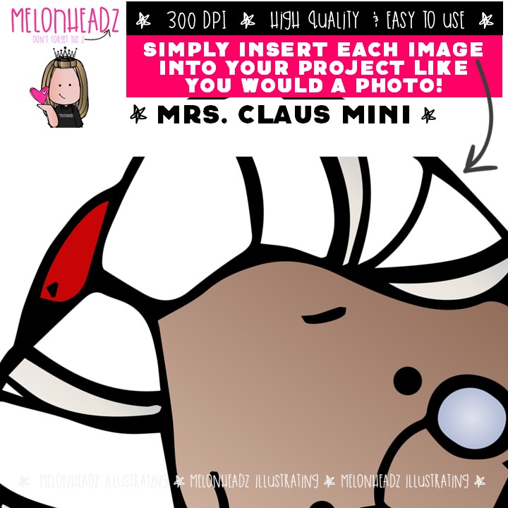 Mrs. Claus clip art Dark Skin, Christmas clip art Mini - Image 3
