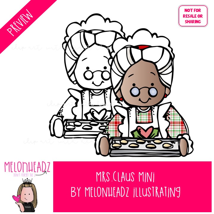 Mrs. Claus clip art Dark Skin, Christmas clip art Mini - Image 2