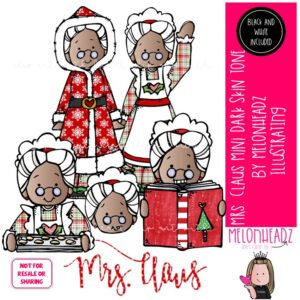 Mrs. Claus clip art Dark Skin, Christmas clip art Mini