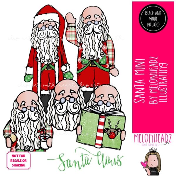 Santa clip art, Christmas clip art Mini - Melonheadz