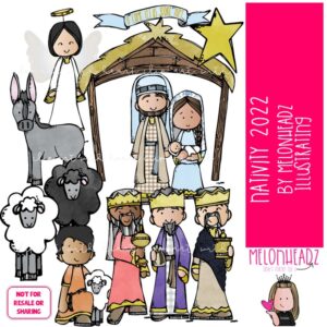 Nativity clip art 2022, Christmas clip art COLORED