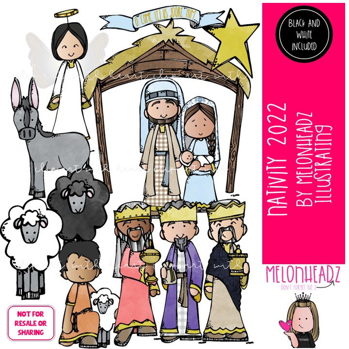 Nativity clip art 2022, Christmas clip art COMBO PACK