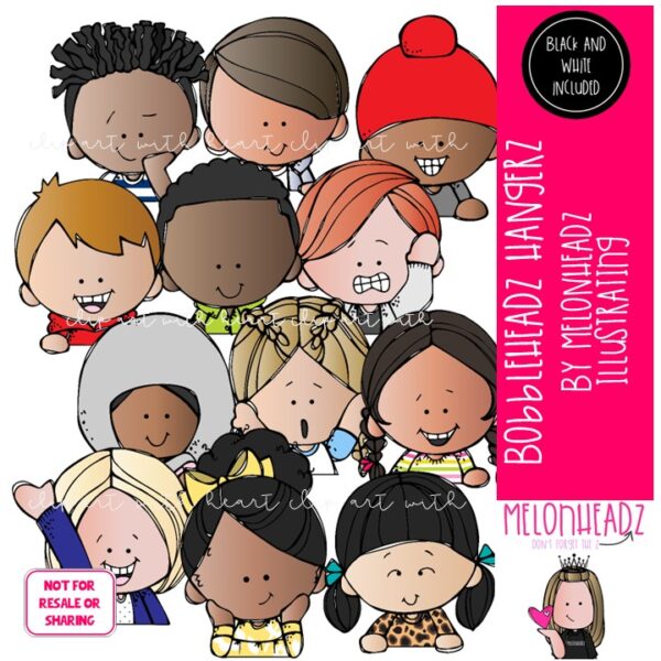 Bobbleheadz clip art, Hangerz, topper COMBO PACK - Melonheadz