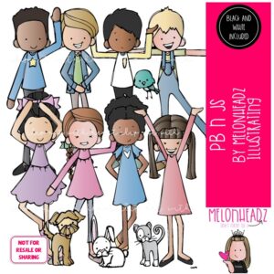 PB n Js clipart, kids, pets COLORED Version