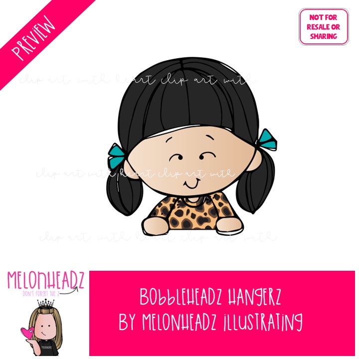 Bobbleheadz clip art, Hangerz, topper COLORED Version - Image 2