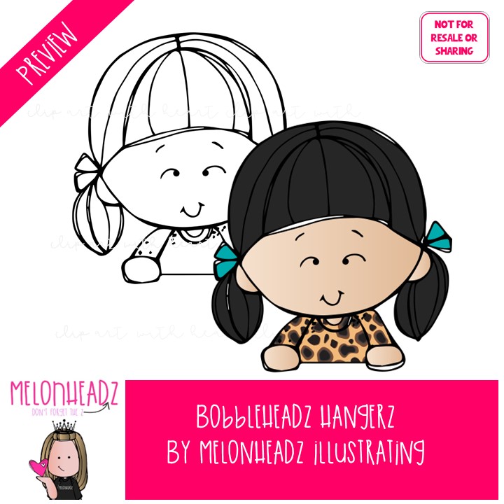 Bobbleheadz clip art, Hangerz, topper COMBO PACK - Image 2