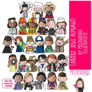 Career Alphabet clip art , job, employment COLORED Version