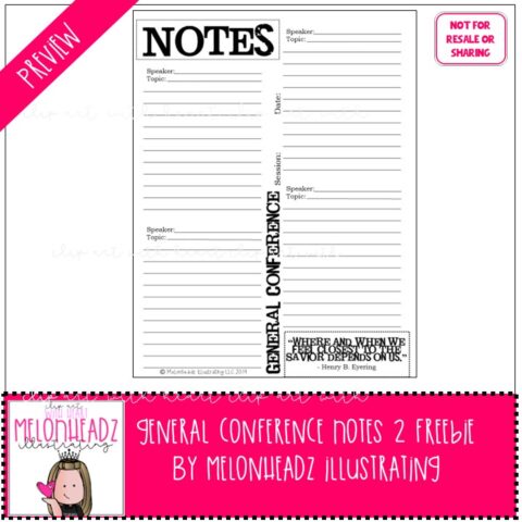 General Conference Notes Page 2, LDS Printable - Melonheadz