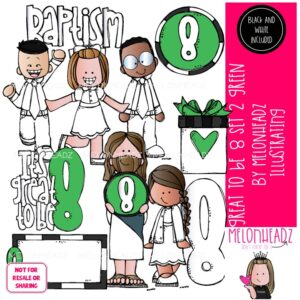 Great to be 8 clip art, LDS, baptism GREEN Version COMBO PACK