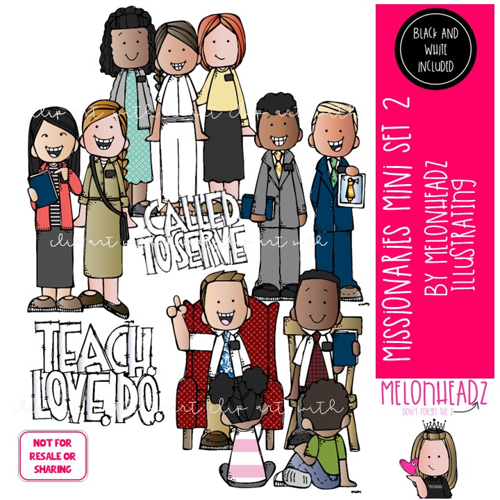 LDS Missionaries clip art 2, Elder, Sister MINI