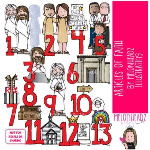 Articles of Faith clip art, LDS clip art, Book of Mormon clip art COLORED Version