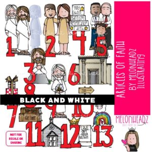 Articles of Faith clip art, LDS clip art, Book of Mormon clip art BLACK AND WHITE