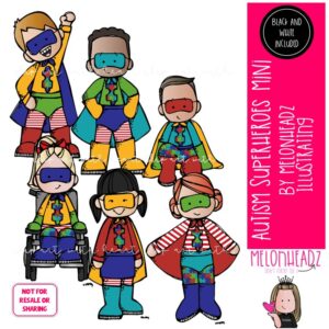 Autism Superheroes clipart, Differently Abled clip art MINI