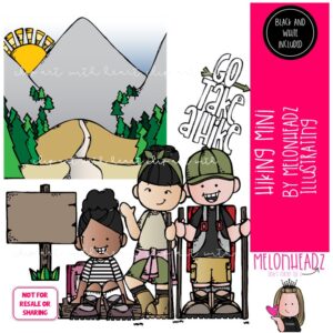 Hiking clip art, background, mountain MINI