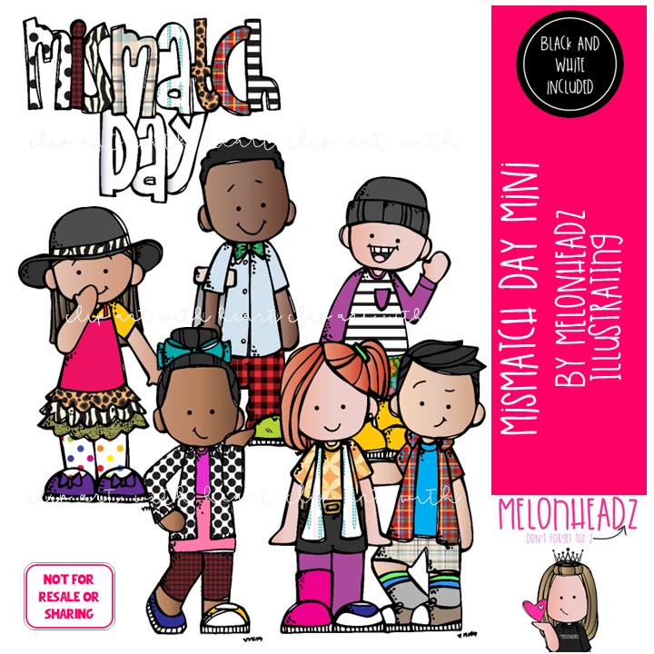 Mismatch Day clip art, School Spirit MINI