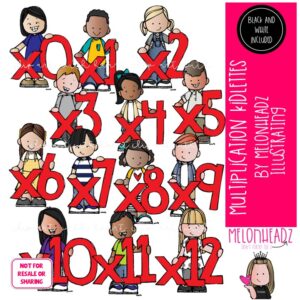 Multiplication Kidlettes clip art, Math clip art, Numbers clip art COMBO PACK