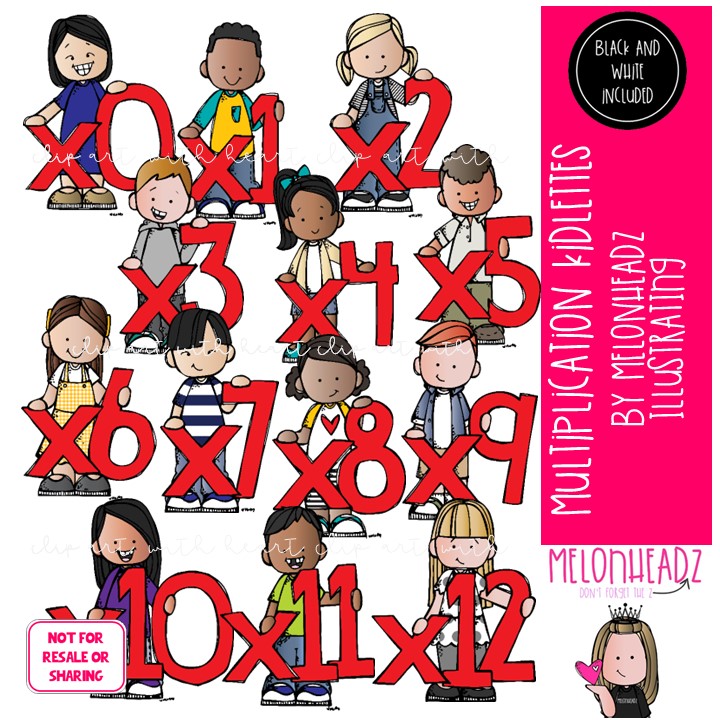 Multiplication Kidlettes clip art, Math clip art, Numbers clip art COMBO PACK