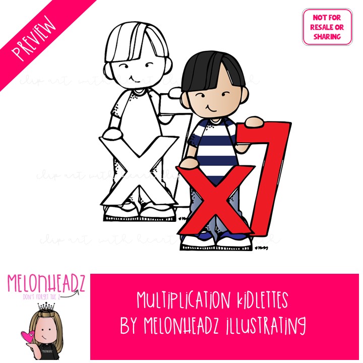 Multiplication Kidlettes clip art, Math clip art, Numbers clip art COMBO PACK - Image 2