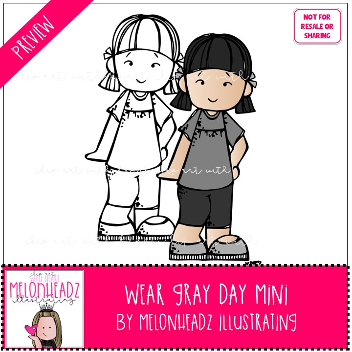 Wear Gray Day clipart MINI | Melonheadz Illustrating