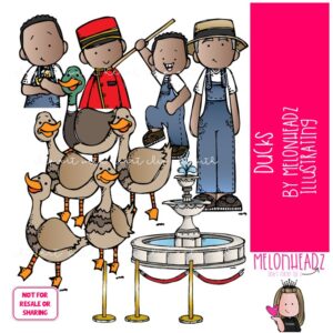 Ducks clip art. literature, book companion COLORED Version